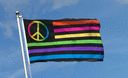 Regenbogen Frieden Peace neon - Flagge 90 x 150 cm