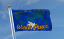 Weltfrieden blaue Karte - Flagge 90 x 150 cm