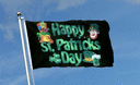 Happy St. Patrick's Day Fête de la Saint-Patrick Noir - Drapeau 90 x 150 cm