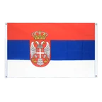 Serbien mit Wappen Bannerfahne 90 x 150 cm, Querformat