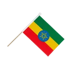 Drapeau sur hampe Éthiopie avec étoile 15 x 22 cm