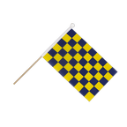 Checkered Blue-Yellow Hand Waving Flag 6x9"