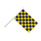 Drapeau sur hampe Damier Bleu-Jaune 15 x 22 cm