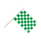 Checkered Green-White Hand Waving Flag 6x9"