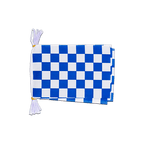 Damier Bleu-Blanc Mini Guirlande fanion 15 x 22 cm, 3 m