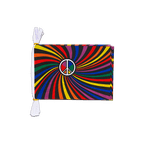 Regenbogen Peace Swirl Fahnenkette 15 x 22 cm, 3 m