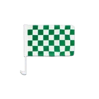 Checkered Green-White Car Flag 12x16"