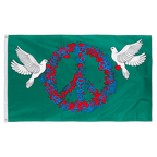 Paix Peace coeurs et colombes - Drapeau 90 x 150 cm