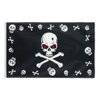 Pirat Knochen und Totenköpfe rote Augen - Flagge 90 x 150 cm