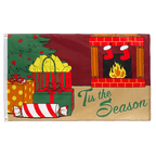 Tis the Season Fireplace - 3x5 ft Flag