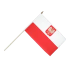 Drapeau sur hampe Pologne avec aigle 30 x 45 cm