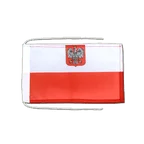 Drapeau avec cordelettes Pologne avec aigle 20 x 30 cm