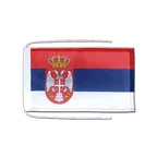 Drapeau avec cordelettes Serbie avec blason 20 x 30 cm