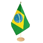 Grand drapeau de table Brésil 30 x 45 cm, bois