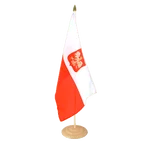 Grand drapeau de table Pologne avec aigle 30 x 45 cm, bois