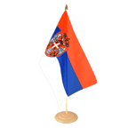Serbie avec blason Grand drapeau de table 30 x 45 cm, bois