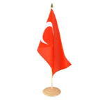 Turquie Grand drapeau de table 30 x 45 cm, bois