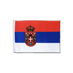 Drapeau en satin Serbie avec blason - 15 x 22 cm