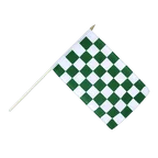 Checkered Green-White Hand Waving Flag 12x18"