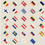 Europa Stockflaggen-Set 30 x 45 cm
