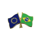 UE + Brésil Pin's drapeaux croisés