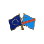 UE + République démocratique du Congo Pin's drapeaux croisés