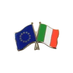 EU + Italy Crossed Flag Pin