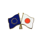 UE + Japon Pin's drapeaux croisés