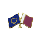 UE + Qatar Pin's drapeaux croisés
