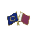 UE + Qatar Pin's drapeaux croisés