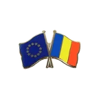 UE + Roumanie Pin's drapeaux croisés