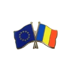 EU + Rumania Crossed Flag Pin