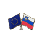 UE + Slovénie Pin's drapeaux croisés