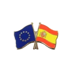 EU + Spain with crest Crossed Flag Pin