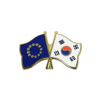 UE + Corée du Sud Pin's drapeaux croisés