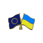 UE + Ukraine Pin's drapeaux croisés