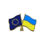 EU + Ukraine Crossed Flag Pin