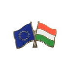 EU + Hungary Crossed Flag Pin