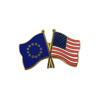 UE + USA Pin's drapeaux croisés