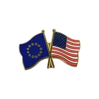 EU + USA Crossed Flag Pin