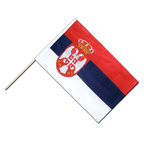 Drapeau Serbie avec blason sur hampe PRO - 60 x 90 cm