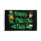 Happy St. Patrick's Day Fête de la Saint-Patrick Noir Drapeau Fourreau ECO 60 x 90 cm