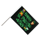 Happy St. Patrick's Day Fête de la Saint-Patrick Noir Drapeau sur hampe ECO 60 x 90 cm