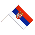 Drapeau Serbie avec blason sur hampe ECO - 60 x 90 cm