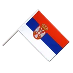 Drapeau sur hampe ECO Serbie avec blason 60 x 90 cm