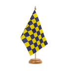 Checkered Blue-Yellow Table Flag 6x9", wooden