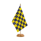 Checkered Blue-Yellow Table Flag 6x9", wooden