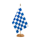 Kariert Blau-Weiß Holz Tischflagge 15 x 22 cm