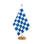 Holz Tischflagge Kariert Blau-Weiß 15 x 22 cm
