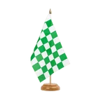 Checkered Green-White Table Flag 6x9", wooden